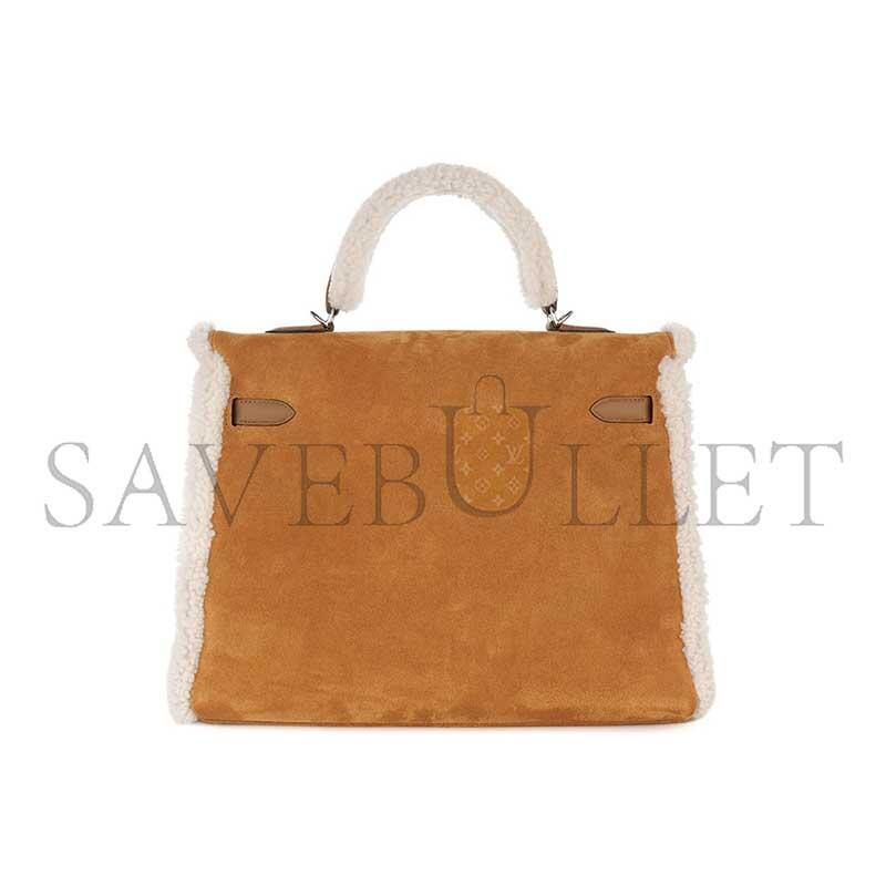 H**mes MASTER KELLY 35 TEDDY PLUSH SWIFT CHAMOIS ALEZAN PALLADIUM HARDWARE (35*25*12cm)